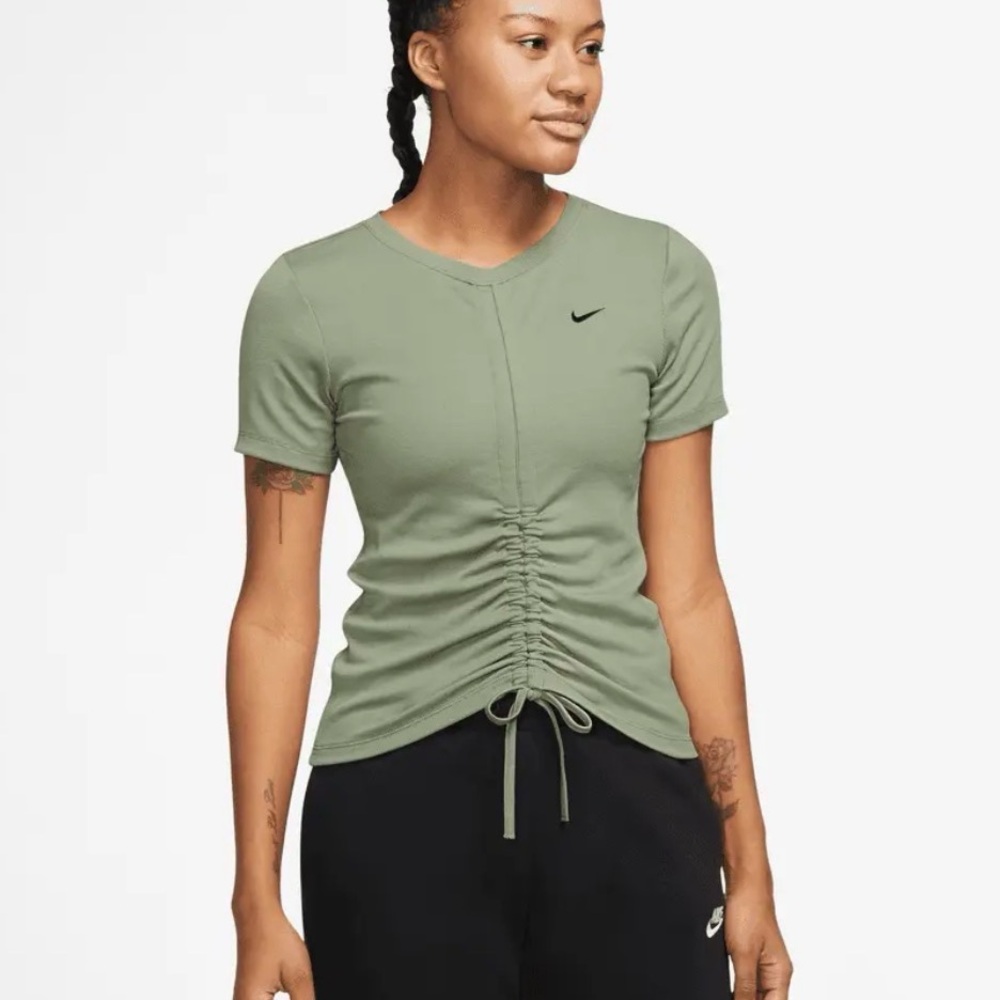 Nike Sage Green Short-Sleeve Ruched Drawcord Tee